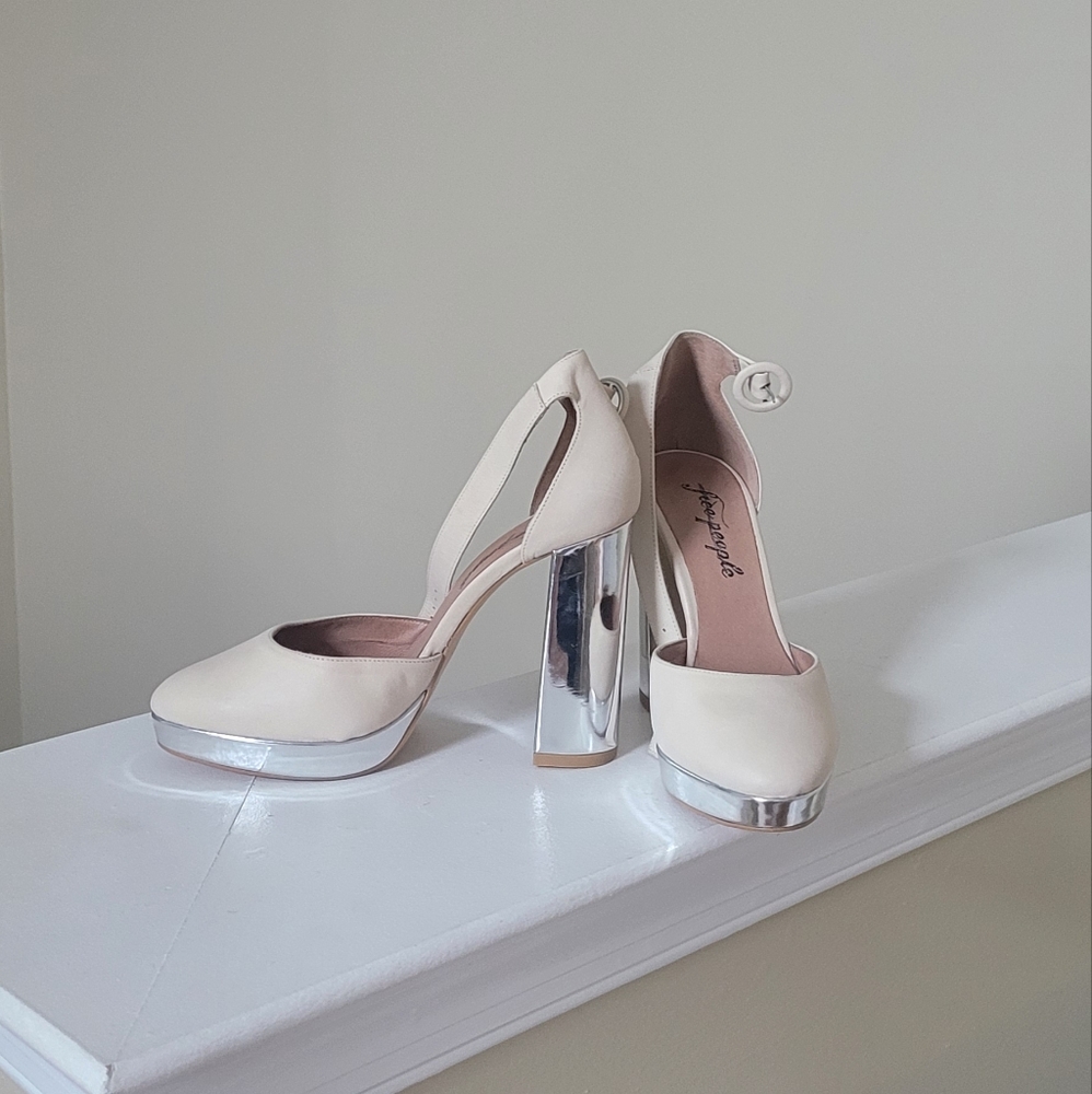 Free People Cream and Silver Heels